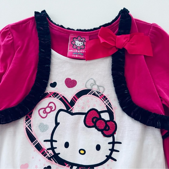 Hello Kitty Girls 6 Pink Tulle Ruffle Dress Sparkle - Picture 2 of 7